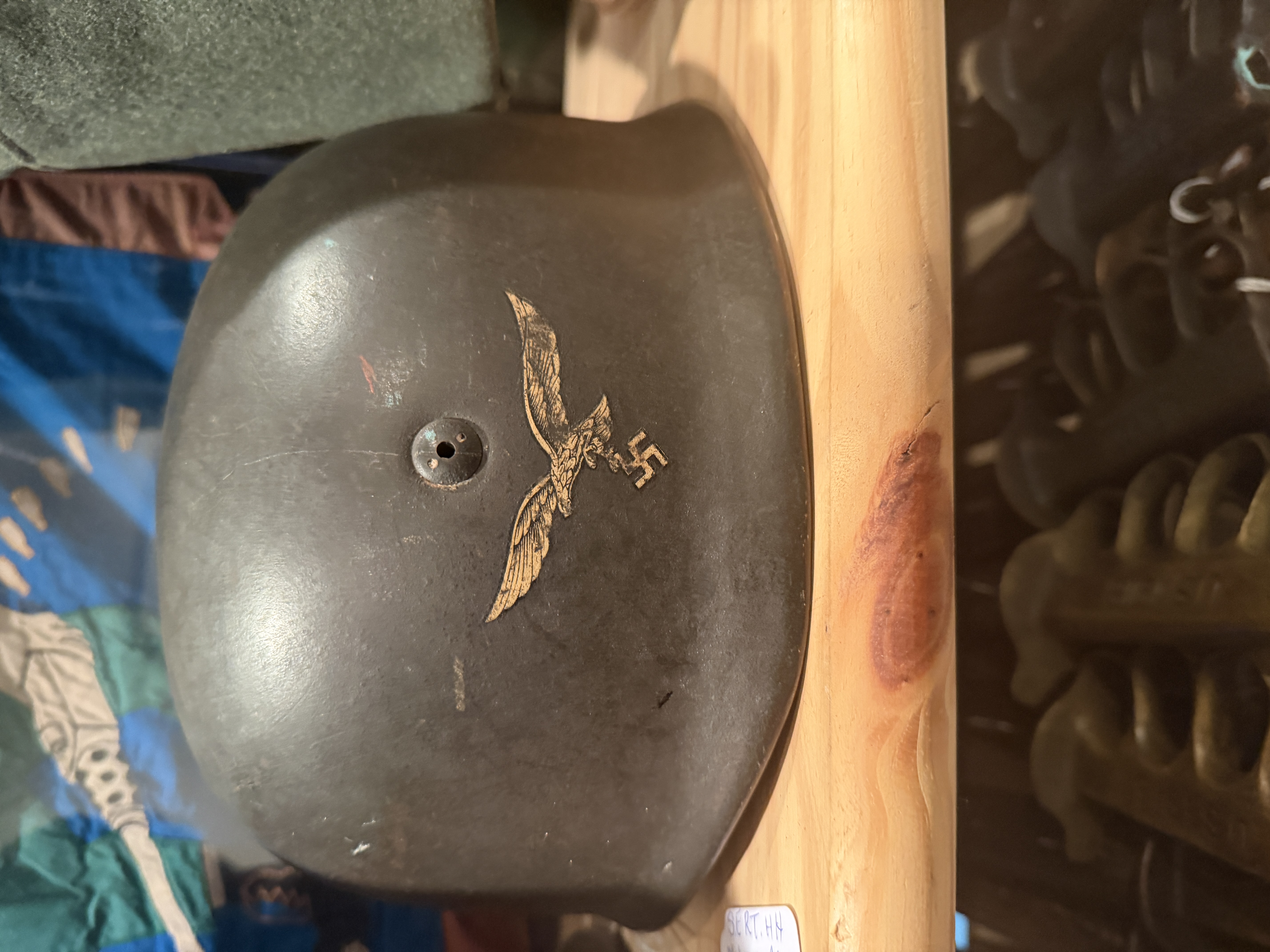 Rare Early Spanner Bolt Luftwaffe Parartrooper Helmet Size 66 Shell.. Nice+++ image